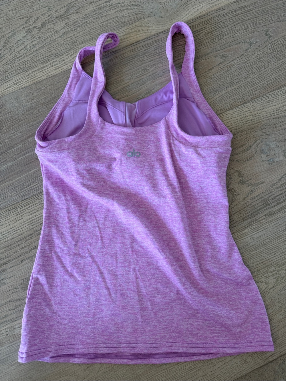 ALO Yoga Heathered Pink Slim-Strap Tank - Picture 2 of 5